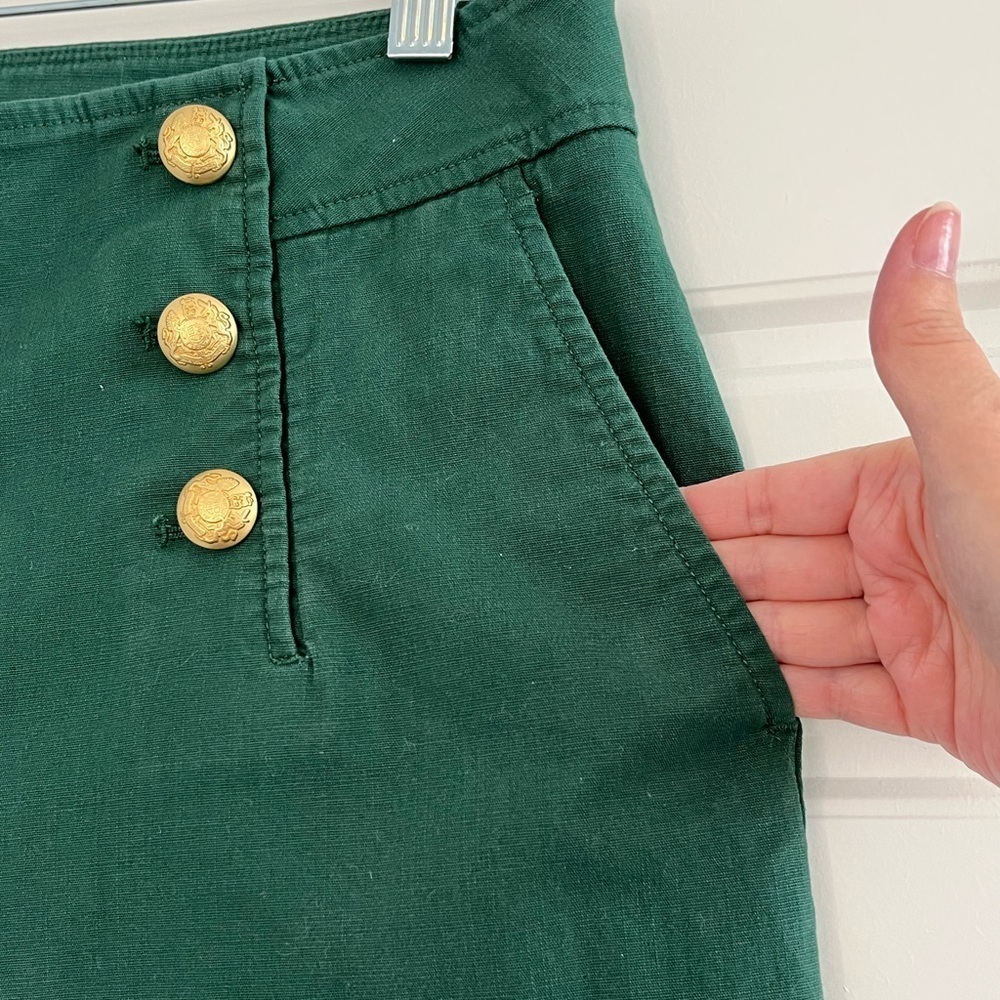 Talbots Green Cotton Slub Sailor Crop Pants Nautical Wide Leg Size 14 Vacation - Picture 5 of 13
